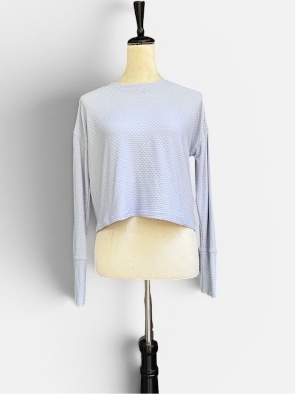 CALIA Women's Diamond Mesh Long Sleeve Shirt in Lucid Blue Sz XS